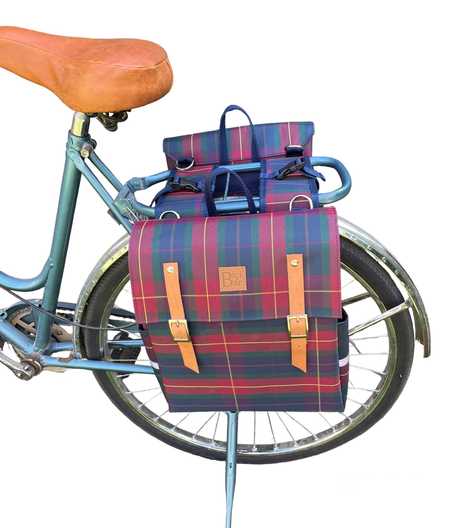 DOUBLE - Plaid Red Waterproof Pannier