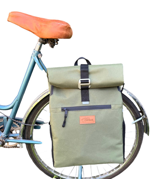 ROLL TOP - Waterproof backpack pannier green