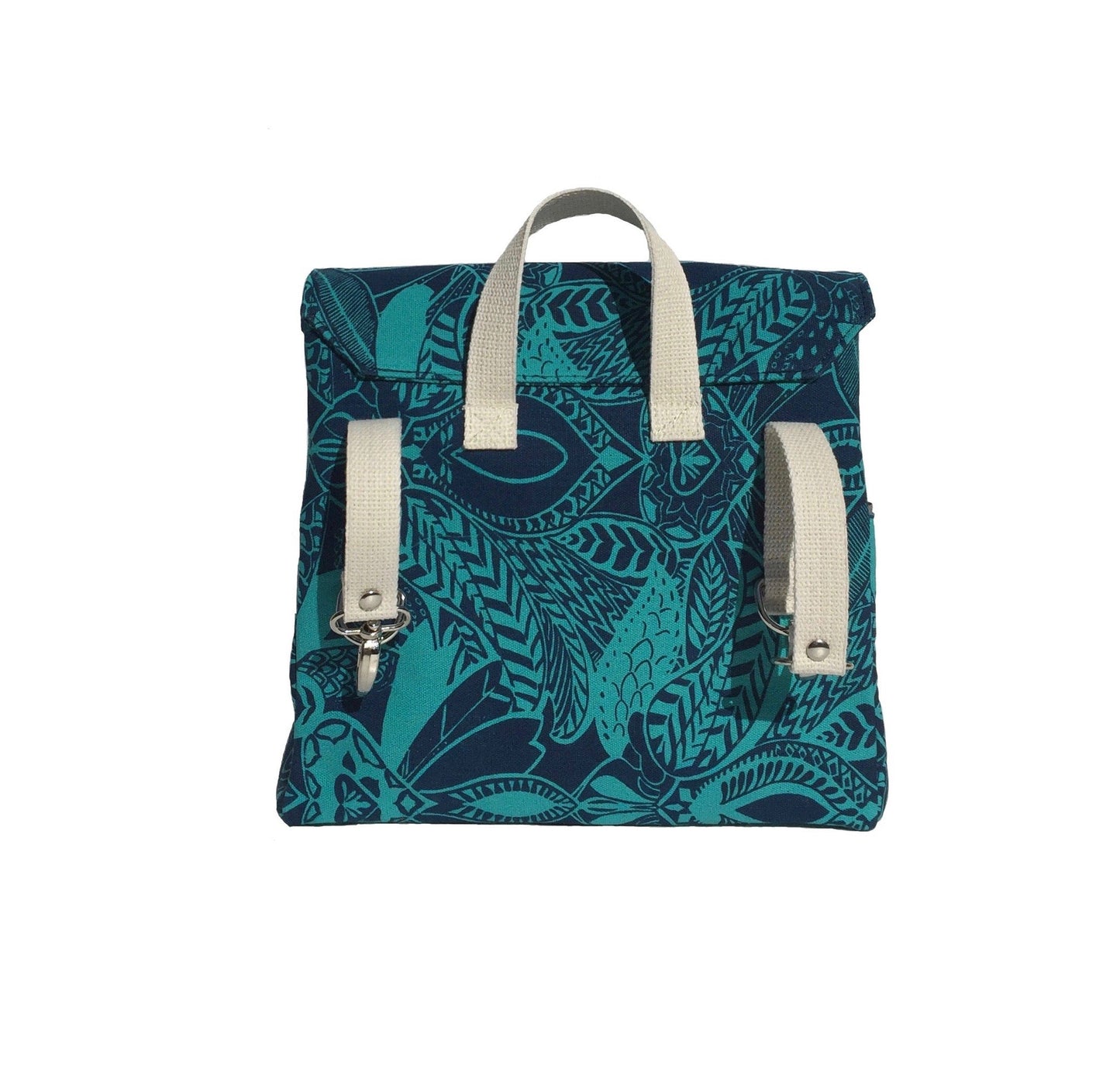 HOWARD - Pannier Turquoise and leaves canvas