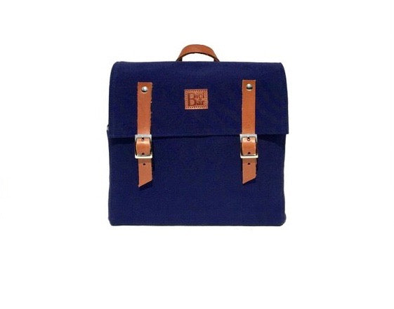 HOWARD -Blue Navy Pannier in canvas and leather