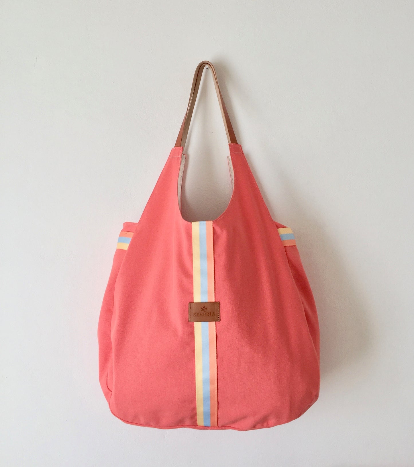 XXL  Miramar Rustic Cotton beach bag/ Coral