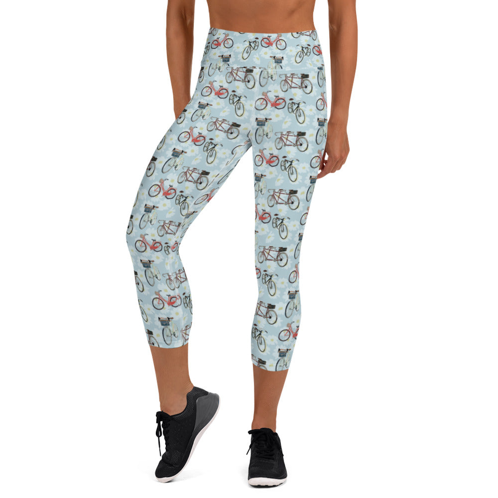 Vintage Bicycles Yoga Capri Leggings