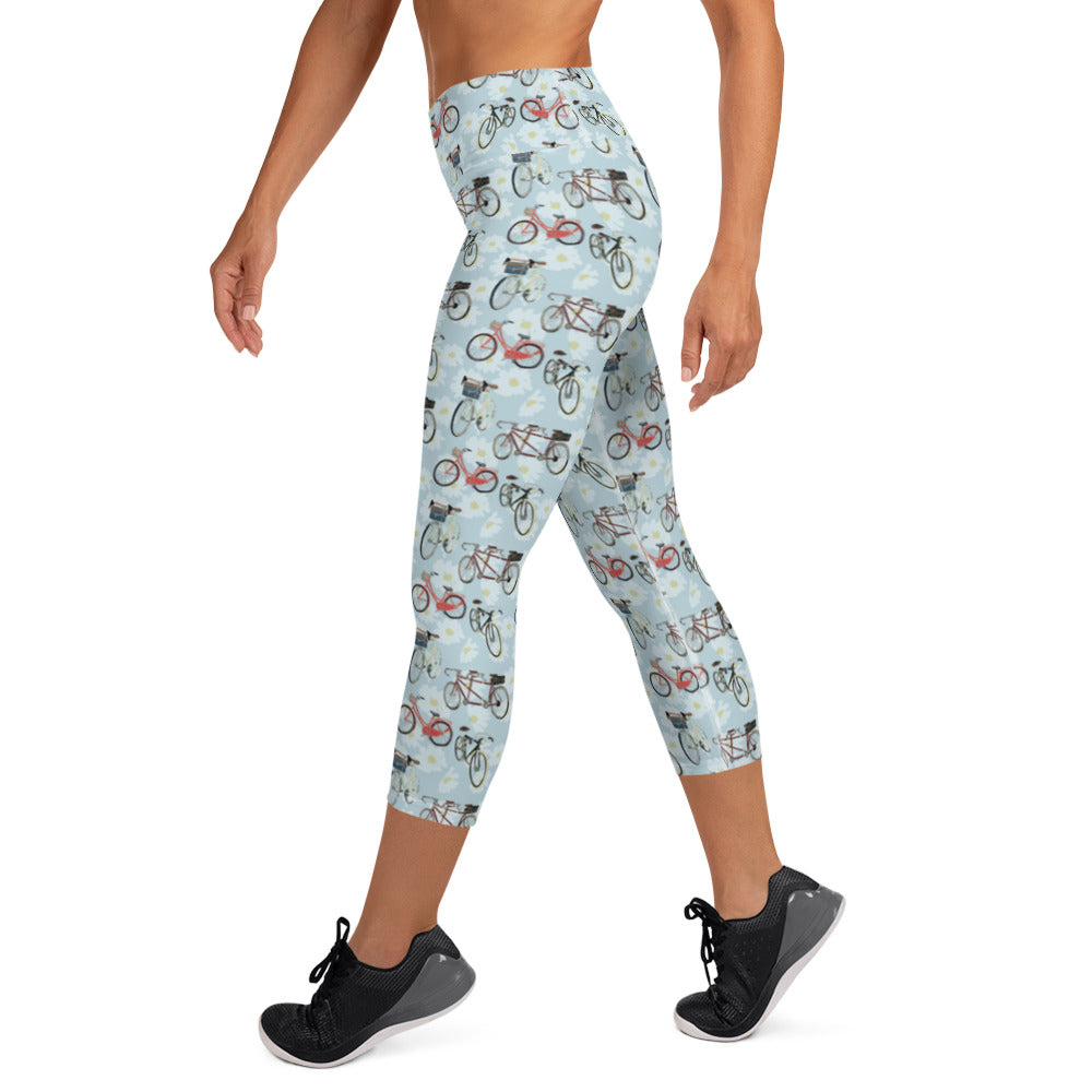 Vintage Bicycles Yoga Capri Leggings